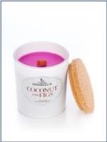 Świeczka sojowa Coconut and Figs biała 135g. Wydawca: Pavoncella. SmakLiter.pl Opakowanie Świeczka sojowa Coconut and Figs biała 135g