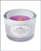 Świeczka sojowa Coconut and Figs biała 170g. Wydawca: Pavoncella. SmakLiter.pl Opakowanie Świeczka sojowa Coconut and Figs biała 170g