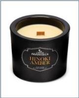 Świeczka sojowa Hinoki Amber czarna 170g. Wydawca: Pavoncella. SmakLiter.pl Opakowanie Świeczka sojowa Hinoki Amber czarna 170g