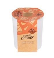 Świeczka sojowa Powąchaj mnie Fresh Orange biała. Wydawca: Pavoncella. SmakLiter.pl Opakowanie Świeczka sojowa Powąchaj mnie Fresh Orange biała
