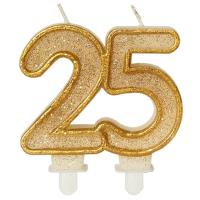 Opakowanie Świeczka urodzinowa 25 złoty brokat