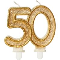 Opakowanie Świeczka urodzinowa 50 złoty brokat