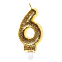 Opakowanie Świeczka urodzinowa 6 złoty brokat