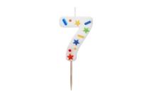 Opakowanie Świeczka urodzinowa 7 biała konfetti 5.5cm