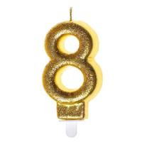 Opakowanie Świeczka urodzinowa 8 złoty brokat