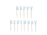 Opakowanie Świeczki Happy Birthday 2,5cm błękitne 13szt