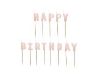 Opakowanie Świeczki Happy Birthday różowe 2,5cm 13szt