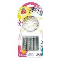 Opakowanie Świeczki urodzinowe 12szt srebrne spiralne