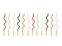 Opakowanie Świeczki urodzinowe zakręcone Tęcza 14cm mix 12szt