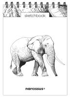 Szkicownik A5/60K na spirali - Słoń. Wydawca: Narcissus. SmakLiter.pl Opakowanie Szkicownik A5/60K na spirali - Słoń