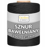 Sznurek do makramy bawełniany 3mmx200m czarny. Wydawca: Creative Deco. SmakLiter.pl Opakowanie Sznurek do makramy bawełniany 3mmx200m czarny