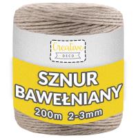 Sznurek do makramy bawełniany 3mmx200m piaskowy. Wydawca: Creative Deco. SmakLiter.pl Opakowanie Sznurek do makramy bawełniany 3mmx200m piaskowy