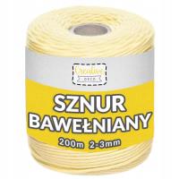 Sznurek do makramy bawełniany 3mmx200m żółty. Wydawca: Creative Deco. SmakLiter.pl Opakowanie Sznurek do makramy bawełniany 3mmx200m żółty