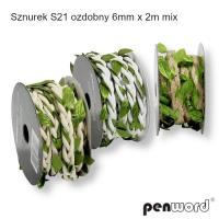 Opakowanie Sznurek ozdobny listki 6mmx2m (12szt)