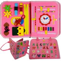 Opakowanie Tablica manipulacyjna różowa z przekładką puzzle, zegar