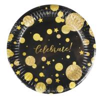 Opakowanie Talerze papierowe Glam Party czarne 8szt