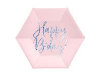 Opakowanie Talerzyki Happy B'day! jasny pudrowy róż 20cm 6szt