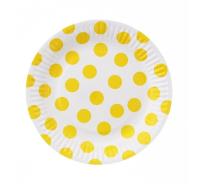 Opakowanie Talerzyki papierowe białe groszki żółte 18cm 6szt
