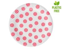 Opakowanie Talerzyki papierowe Groszki różowe 18cm 6szt