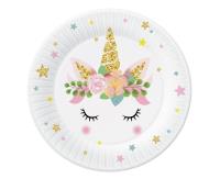 Opakowanie Talerzyki papierwoe Jednorożec 18cm 6szt