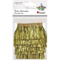 Opakowanie Taśma z frędzlami plastikowymi 40mm 1m złota