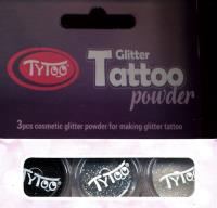 Opakowanie Tatuaże Zestaw brokatów 3 kolory czarny szary biały