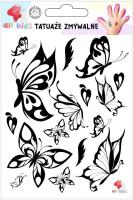 Tatuaże zmywalne dla dzieci Czarne motyle. Wydawca: All4Kids. SmakLiter.pl Opakowanie Tatuaże zmywalne dla dzieci Czarne motyle