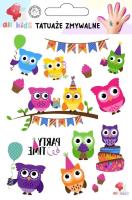 Tatuaże zmywalne dla dzieci Kolorowe sówki. Wydawca: All4Kids. SmakLiter.pl Opakowanie Tatuaże zmywalne dla dzieci Kolorowe sówki