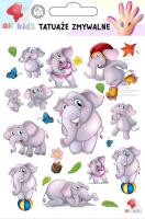 Tatuaże zmywalne dla dzieci Wesołe słoniki. Wydawca: All4Kids. SmakLiter.pl Opakowanie Tatuaże zmywalne dla dzieci Wesołe słoniki