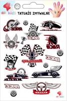 Tatuaże zmywalne dla dzieci Wyścigi. Wydawca: All4Kids. SmakLiter.pl Opakowanie Tatuaże zmywalne dla dzieci Wyścigi