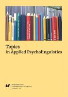 Topics in Applied Psycholinguistics. Autor: red. Danuta Gabryś-Barker. SmakLiter.pl Okładka książki Topics in Applied Psycholinguistics