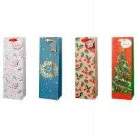 Opakowanie Torba prezentowa na butelkę 12x36 Swieta mix