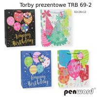Opakowanie Torebka prezentowa urodzinowa 32x26x12cm MIX
