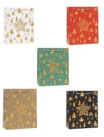 Opakowanie Torebka świąteczna brokat 18x23x8cm mix ROZETTE