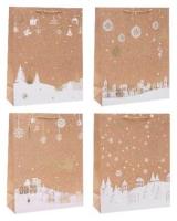 Opakowanie Torebka świąteczna brokat 26x32x10cm mix ROZETTE