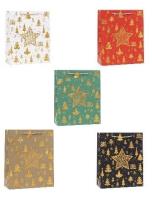 Opakowanie Torebka świąteczna brokat 26x32x10cm mix ROZETTE