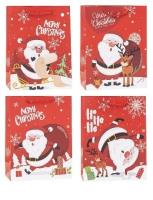 Opakowanie Torebka świąteczna Mikołaj 18x24x8cm mix ROZETTE