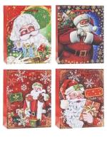 Opakowanie Torebka świąteczna Mikołaj 26x32x10cm mix ROZETTE