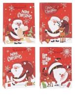 Opakowanie Torebka świąteczna Mikołaj 31x40x12cm mix ROZETTE