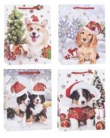 Opakowanie Torebka świąteczna Pieski 18x24x8cm mix ROZETTE