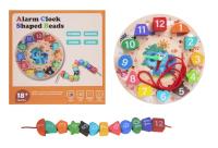 Opakowanie Układanka drewniana zegar z klockami do nawlekania na sznurek