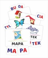 Układanka sylabowa. Wyrazy dwusylabowe 126 kart. Wydawca: LearnHow. SmakLiter.pl Opakowanie Układanka sylabowa. Wyrazy dwusylabowe 126 kart