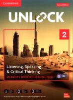 Unlock Level 2 Listening, Speaking and Critical Thinking Student's Book with Digital Pack. Autor: Dimond-Bayir Stephanie, Russell Kimberley, Sowton Chris. SmakLiter.pl Okładka książki Unlock Level 2 Listening, Speaking and Critical Thinking Student's Book with Digital Pack
