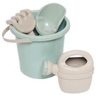 Wiaderko, łopatka, grabie i konewka Eco. Wydawca: Doloni. SmakLiter.pl Opakowanie Wiaderko, łopatka, grabie i konewka Eco