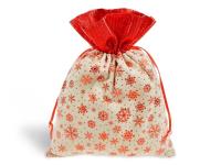 Opakowanie Worek materiałowy na prezent BN śnieżynki 18x23cm