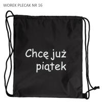 Opakowanie Worek plecak czarny Chcę już piątek