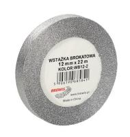 Wstążka brokatowa srebrna 12mmx22m. Wydawca: Brewis. SmakLiter.pl Opakowanie Wstążka brokatowa srebrna 12mmx22m