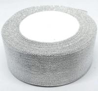 Wstążka brokatowa srebrna 38mmx22m. Wydawca: Brewis. SmakLiter.pl Opakowanie Wstążka brokatowa srebrna 38mmx22m