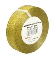 Wstążka brokatowa złota 25mmx22m. Wydawca: Brewis. SmakLiter.pl Opakowanie Wstążka brokatowa złota 25mmx22m