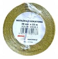 Wstążka brokatowa złota 38mmx22m. Wydawca: Brewis. SmakLiter.pl Opakowanie Wstążka brokatowa złota 38mmx22m